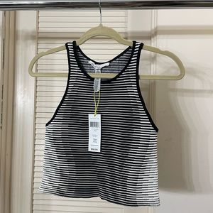 BCBG NWT Black and White Stripe Cropped Tank